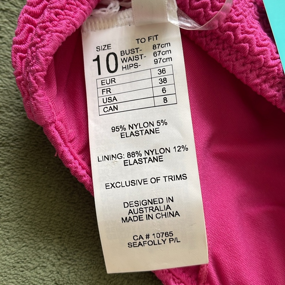 Seafolly Australia Sea Dive One-Shoulder Bikini Top (size 10; US size 6) NWT - Picture 5 of 6
